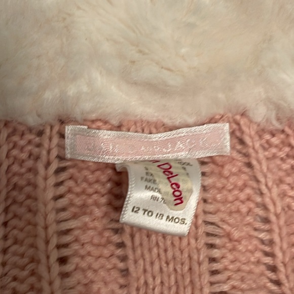 Janie and Jack Pink Cable Knit and Faux Fur Button Up Dress - Picture 4 of 4